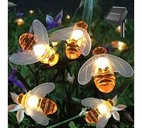 Tonver Solar String Lights with 20LED Outdoor Waterproof Simulation Honey Bees Decor for Garden Xmas Decorations Warm White