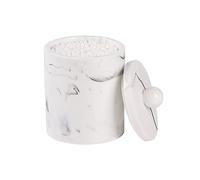 Tonxus Marble Qtip Holder with Lid, White Resin Cotton Swab Container, Small Apothecary Storage Jars, Bathroom Q-Tip Holder for Cotton Balls, Swabs, Pads, Floss Picks