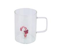 TONXX Christmas Tree Shape Glass Cup Functional Christmas Tree Glass Mugs Candy Cane Drink Cup for Christmas Lover