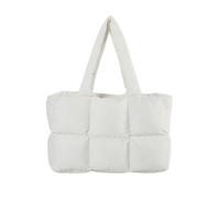 TONXX Quilted Puffer Handbag For Women Spacious Shoulder Bag Large Capacity Underarm Bags Carryall With Warm Down Filling White