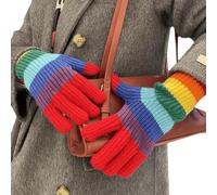 TONXX Rainbow Color Striped Knitted Gloves Winter Full Finger Mitten Thicken Warm Christmas Harajuku Gloves for Girlfriend