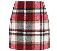 TONXX Womens High Waisted Vintage Plaid Bodycon Pencil Woolen Mini Skirts Autumn Winter A-Line Slim Fit Skinny Short Skirt