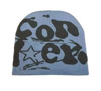 TONXX Y2K Hip-hop Unisex Beanie Hat Men Autumn and Winter Harajuku Style Photo Props Versatile Halloween Pile Bonnet Blue