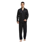 TONY & CANDICE Men's Classic Satin Pajama Set Sleepwear - black - XL