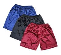 TONY & CANDICE Mens Satin Boxers Shorts Combo Pack Underwear, (3-Pack), XL, Black