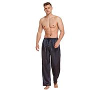 Tony & Candice Men's Satin Pajama Pants Long PJ Bottoms - Blue - Medium