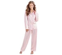 Tony & Candice Women's Sleepwear Classic Satin Pyjama Set, Nightwear (Medium, Light Pink)