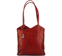 Tony & Paul. CHLOE V Leather Plain Handbag. Made in Italy., Cuir Rouge Foncé, One size
