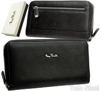 Tony Perotti Women's Wallet Leather Black Purse Zipper