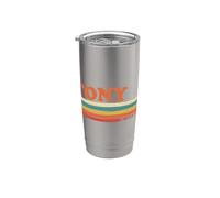 Tony Retro Personalized First Name Vintage Stripes Stainless Steel Insulated Tumbler