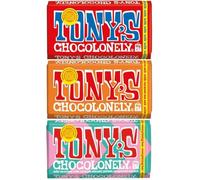 Tony’s Chocolonely Chocolate Bars 90g - 3 Pack Variety | Milk Chocolate, Milk Caramel Sea Salt & Everything Bar (Caramel, Almond, Pretzel, Nougat & Sea Salt), Snack Treats, Premium Assorted Chocolate