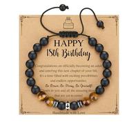 TONY & SANDY 10-21st Birthday Gifts for Boy, Faith Adjustable Cross Bracelet, 10 13 16 18 21 Year Old Birthday Gifts for Him Men Son Grandson Nephew, Adjustable, Stainless Steel, Onyx