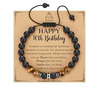 TONY & SANDY 10-21st Birthday Gifts for Boy, Faith Adjustable Cross Bracelet, 10 13 16 18 21 Year Old Birthday Gifts for Him Men Son Grandson Nephew, Adjustable, Stainless Steel, Onyx