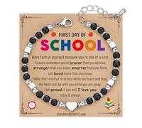 TONY & SANDY Back to School Gifts, First Day of School Bracelet for Girls Women Middle High School College Students, Graduation Gifts for Her, 6.7 Inches, Stainless Steel, no gemstone