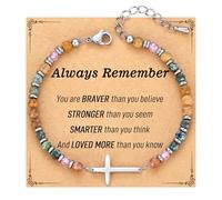 TONY & SANDY Christian Gifts for Women, Cross Bracelet, Confirmation Baptism Easter Gift, Unique Gifts for Women Birthday Christmas Stocking Stuffers for Teens Adults, 7.4 Inches, Stainless Steel, no