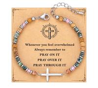TONY & SANDY Christian Gifts for Women, Cross Bracelet, Confirmation Baptism Easter Gift, Unique Gifts for Women Birthday Christmas Stocking Stuffers for Teens Adults, 7.4 Inches, Stainless Steel, no