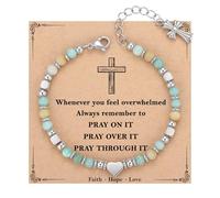 TONY & SANDY Christian Gifts for Women, Religious Cross Bracelet Jewelry, Easter Basket Stuffers for Teens Kids Adults, Faith Confirmation Baptism Christmas Birthday Gifts for Women, 7", Stainless