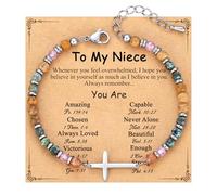 TONY & SANDY Cross Bracelet for Women, Christian Gifts for Women, Confirmation Baptism Gifts, Unique Gift for Daughter Granddaughter Sister in Christ Friend Niece on Birthday Christmas, 7.3 Inches