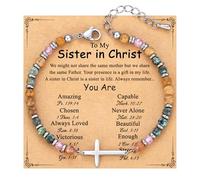 TONY & SANDY Cross Bracelet for Women, Christian Gifts for Women, Confirmation Baptism Gifts, Unique Gift for Daughter Granddaughter Sister in Christ Friend Niece on Birthday Christmas, 7.3 Inches
