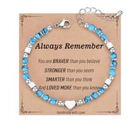 TONY & SANDY Dainty Gemstone Bracelets for Teen Girls - Sweet Gifts for Kids Daughter Granddaughter Niece Sister on Birthday Graduation Valentines Christmas Easter Stocking Stuffers, 7", Stainless