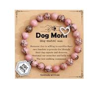 TONY & SANDY Dog Mom Bracelets - Unique Gifts for Women - Birthday, Mothers Day, Christmas - Small Gifts for New Puppy Owners - Fur Mama Presents, 7", Stone, rhodonite