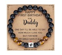 TONY & SANDY First Time Dad Gifts, Daddy to be Bracelet, New Dad Gifts for Men on Father's Birthday Christmas, 8 inches, Stainless Steel, tiger eye, onyx