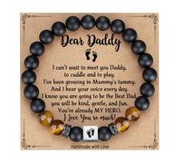 TONY & SANDY First Time Dad Gifts, New Father to be Gifts, New Dad Gifts for Men, Dad to be Bracelet Birthday Christmas Gifts for New Dad Daddy, 8 Inches, Stainless Steel, tiger eye, onyx
