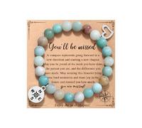 TONY & SANDY Retirement Gifts for Women Compass Bracelet Coworkers Farewell Leaving Goodbye Moving Going Away Gifts for Coworkers Women Friends Teacher Employee, 7", Stone, Amazonite