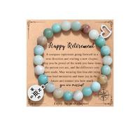 TONY & SANDY Retirement Gifts for Women Compass Bracelet Coworkers Farewell Leaving Goodbye Moving Going Away Gifts for Coworkers Women Friends Teacher Employee, 7", Stone, Amazonite