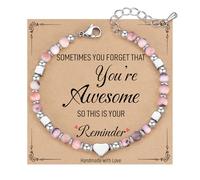 TONY & SANDY Small Beads Bracelets for Women, Sometimes You Forget You're Awesome, Unique Gifts for Women, Colleague, Mom, Daughter, Best Friend on Valentine's Day, Birthday, 7 Inches, Stainless Steel