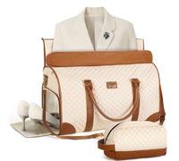 Tonyeee Convertible Garment Duffel Bags for Travel, Carry On Garment Bag with Shoe Compartment, 3 in 1 Foldable Suit Duffle Bag for Women, Jenni Bag for Hanging Clothes, B-Beige, 2pcs Set