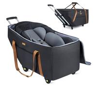 Tonyeee Infant Car Seat Travel Bag with Wheels Fits Chicco KeyFit 30,Nuna Pipa,UPPAbaby MESA, Padded Car Seat Bags for Airplane, Gate Check Bag with Side Pocket, Removable Cover for Air Travel, Black