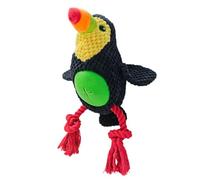 TONYFY Black Toucan Bird Plush Squeaky Dog Toy, Hide-and-Treat Knot Dental Chew for Small Medium Breeds (XEBY1187-02)