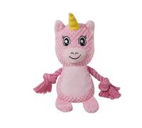 TONYFY Cute Interactive Squeaky Toy for Dogs with a Bubble, Crinkle Paper Filled Soft Cotton Chew Toy to Keep Puppies and Small Dogs Busy - Pink Horse