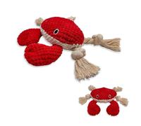 TONYFY Cute Ocean Life Dog Squeak Chew Toys, Interactive Stuffed Cotton Plush Rope Toys - for Puppy, Small, Middle Dogs (Red Crab)