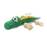 TONYFY Green Crocodile Plush Cotton Rope Knot Squeaky Dog Toy, Interactive Dental Chew for Small Medium Breeds (XEBY1191-04)