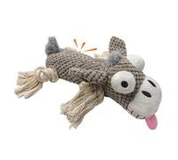 TONYFY Grey Dog Rope Knot Squeaky Plush Toy, Interactive Dental Chew for Small Medium Breeds (XEBY1173-05)