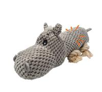 TONYFY Grey Donkey Lying Plush Rope Knot Squeaky Dog Toy, Interactive Dental Chew for Small Medium Breeds (XEBY1172-05)