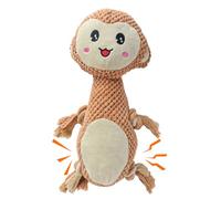 TONYFY Light Brown Monkey Colorful Rope Knot Squeaky Dog Toy, Interactive Dental Chew for Small Medium Breeds (XEBY1171-A)