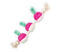 TONYFY Purple-White Radish Plush Rope Knot Squeaky Dog Toy, Interactive Tug and Dental Chew for Small Medium Breeds (XEBY1183-11)
