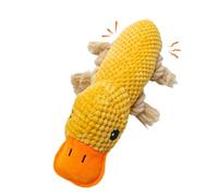 TONYFY Yellow Duck Lying Plush Rope Knot Squeaky Dog Toy, Interactive Dental Chew for Small Medium Breeds (XEBY1172-15)