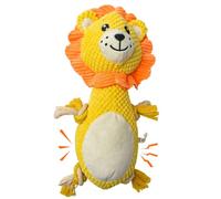 TONYFY Yellow Lion Colorful Rope Knot Squeaky Dog Toy, Plush Interactive Dental Chew for Small Medium Dogs (XEBY1171-D)