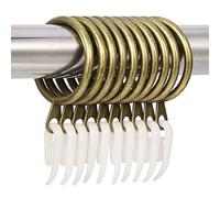 tonyg-p 20 Pack Metal Curtain Rings with Plastic Curtain Hooks, 30mm Internal Diameter Curtain Drapery Pole Rod Rings (Brass)