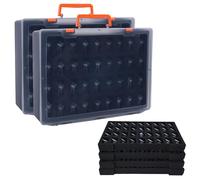 TONYLAIJIANTAO 2PcsMiniature Storage Sturdy Carrying Figure Case-144 Slot Sturdy Figurine Suitcase with 2 Layers of Foam，Compatible with Warhammer 40k, Dungeons & Dragons and More Black