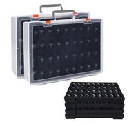 TONYLAIJIANTAO 2PcsMiniature Storage Sturdy Carrying Figure Case-144 Slot Sturdy Figurine Suitcase with 2 Layers of Foam，Compatible with Warhammer 40k, Dungeons & Dragons and More Transparent