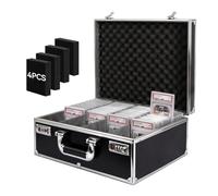 TONYLAIJIANTAO Secure-Grade Card Storage Box with Dual Locks - Holds 170+ PSA/GMA Slabs & 680+ Toploaders, 4-Row Organizer for 3"x4" 35pt Sports & Trading Cards (Black)