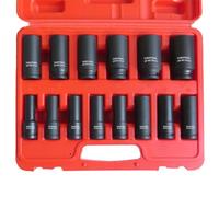 TONYNOL 1/2 Inch Deep Drive Impact Socket Set,6-Point,Matic(10mm-32mm),14 Pcs,Cr-Mo Steel,with Durable Case