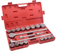 TONYNOL 3/4 Inch Drive Socket Wrench Sets,21-Piece,Metric Size(19-50mm),12-Point,CR-V Steel Sockets with Adapters and Ratchet Handle,Flex-head breaker bar