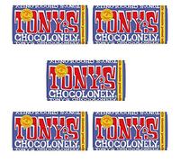 Tony's Chocolonely Chocolate 180g - 5 Pack, Dark Milk Chocolate Pretzel & Toffee