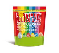 Tony's Chocolonely Easter Eggs Pouch - Mixed Chocolate Pouch - 8 Flavours - 1 x 230 Gram - Easter Gift - Fairtrade Chocolate - Mini Eggs - Family Chocolates